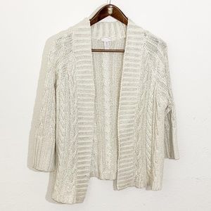 Chico’s Open Front Cable Knit Cardigan